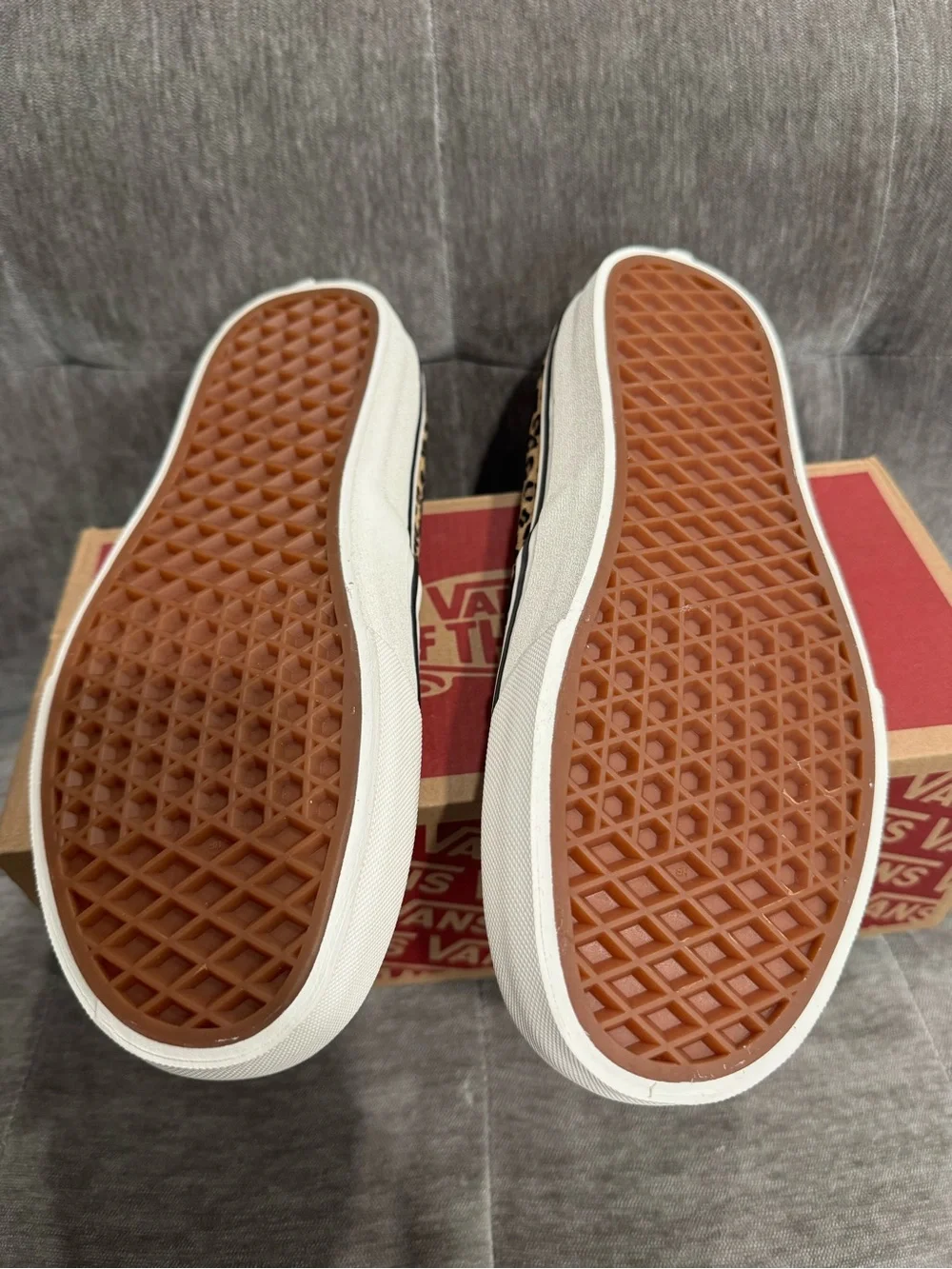 Vans Leopard Print Slip-On Platform Sneakers - Tan/Black